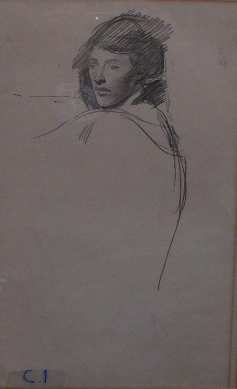 C1 drawing of a woman facing left