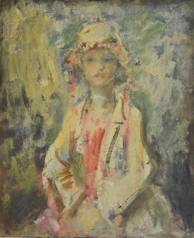 14/23 Three quarter length portrait of a girl in whiite