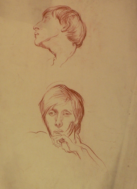 Recto: Two portrait studies of Ambrose McEvoy     Verso: Augustus John
