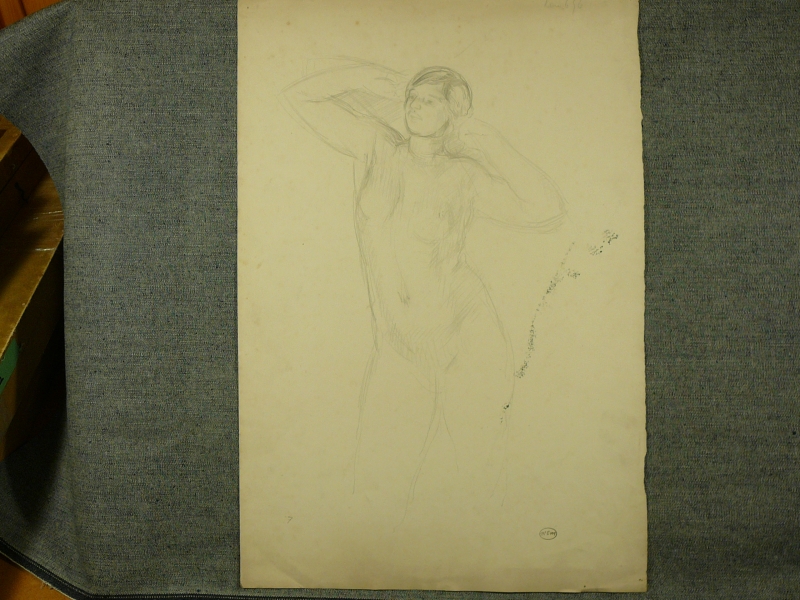 7ch Pencil nude standing, arms raised