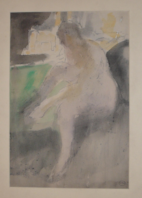 14ch Watercolour nude, seated