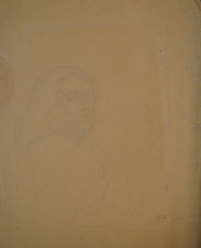 46 Pencil portrait of a woman, stamped