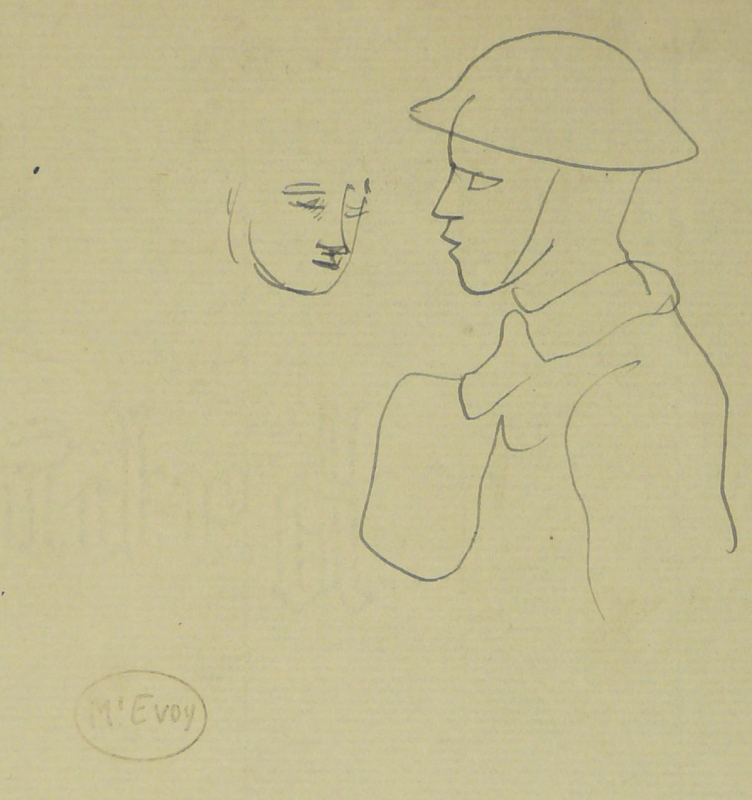 line drawing of a soldier...DRA/362