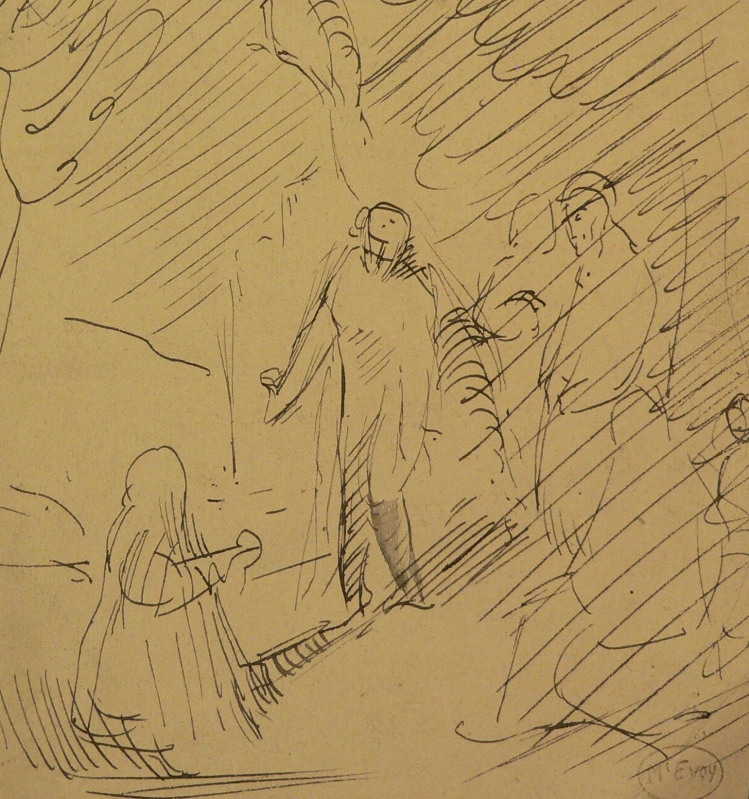 386ch Ink sketch, possibly biblical scene