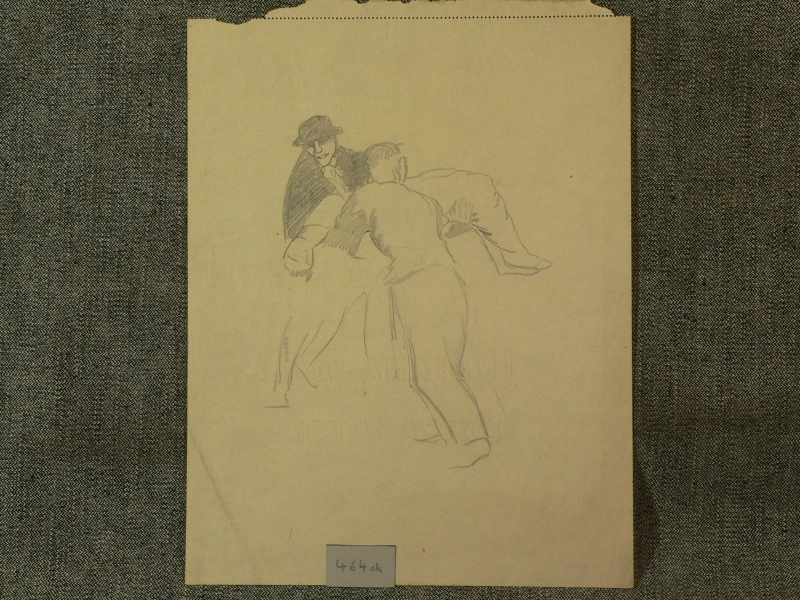 464ch Sketch of two people carrying a third