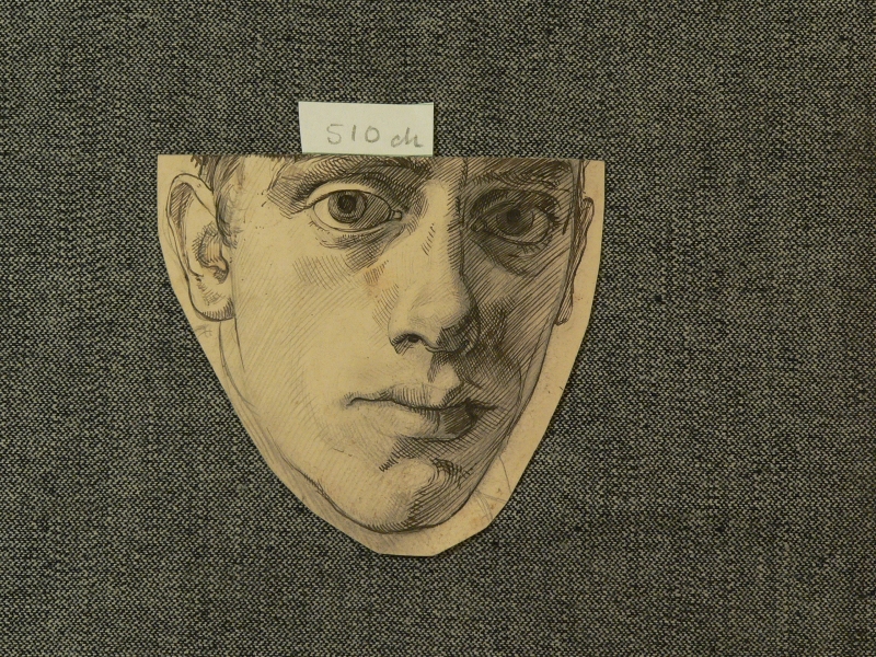 Self-portrait, on card, cut out