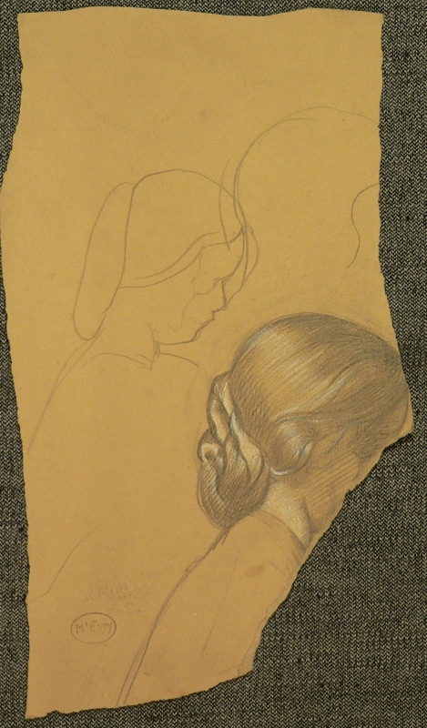 Pencil and chalk  study of  a woman's hair