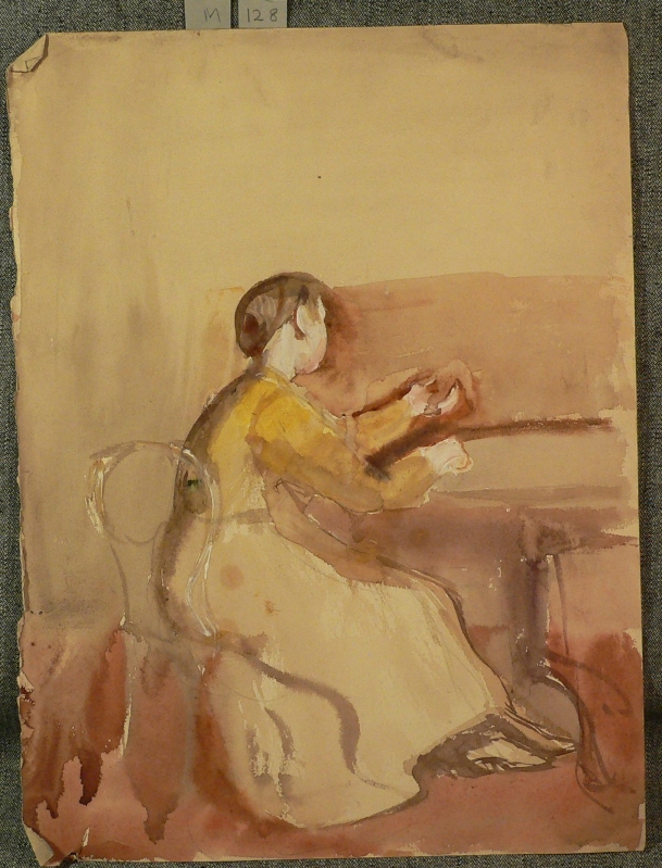 Recto..Lady seated at a table