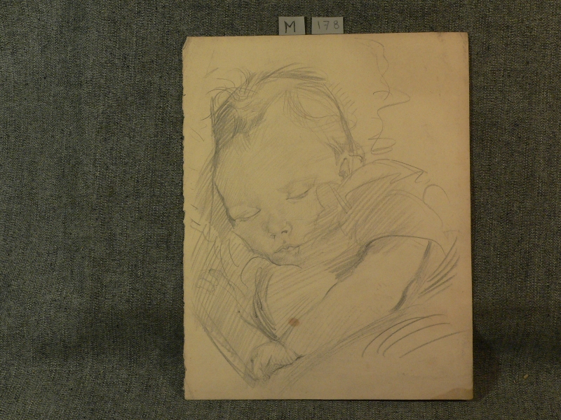 M 178 Pencil sketch of baby, sleeping (Charles Hett)