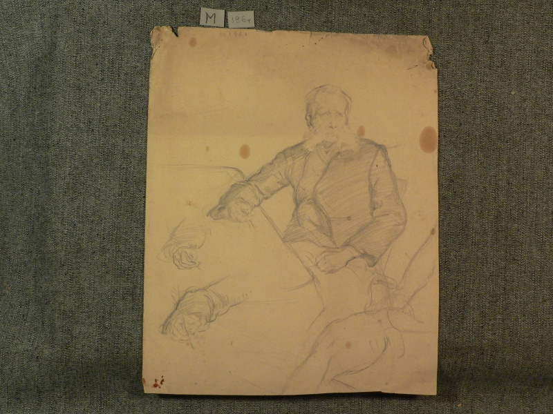 M 186 Verso  Portrait of col Spencer-Edwards seated at a table