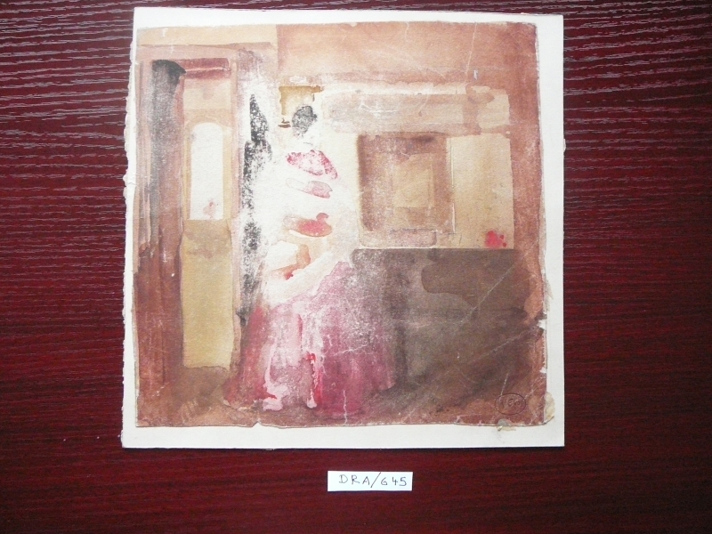 Interior with scratched out figure