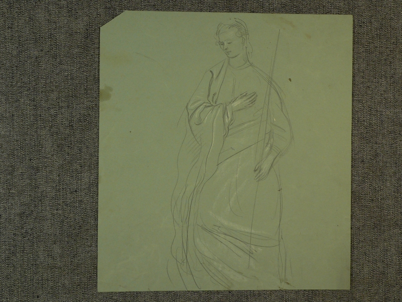 Pencil and chalk sketch of a saintly woman