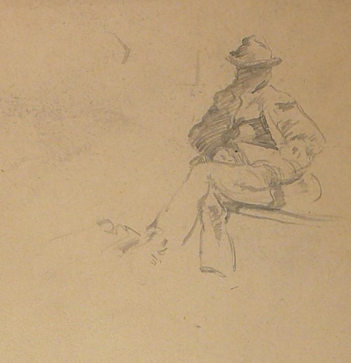 Sketch: Man seated on a bench