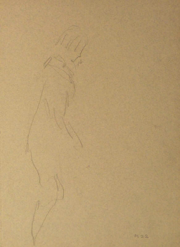 M 22  slightly drawn figure of a girl standing