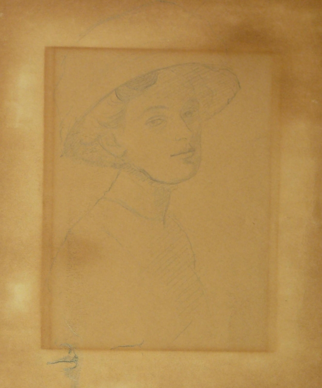 Drawing of a young lady in a hat