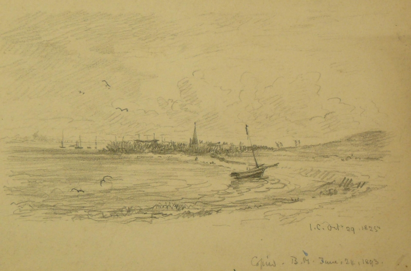 Copy of a drawing of a beach (probably after Constable)