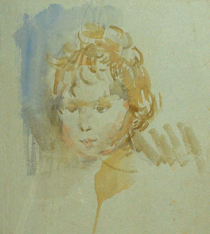 Young boy, watercolour porrtraitslig