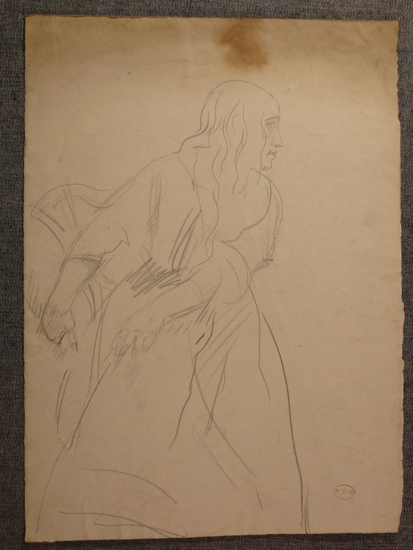 159ch study 3/4 length seated female figure turning, head in profile ( Anais)