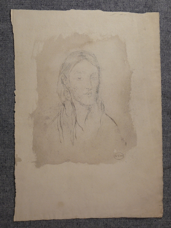162ch Pencil, conte & wash portrait drawing (Anais?)