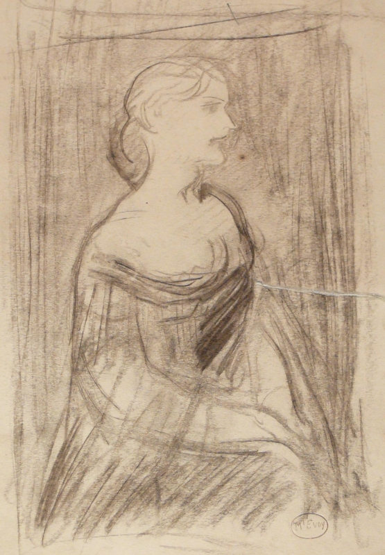 465 portrait study seated lady in profile facing right