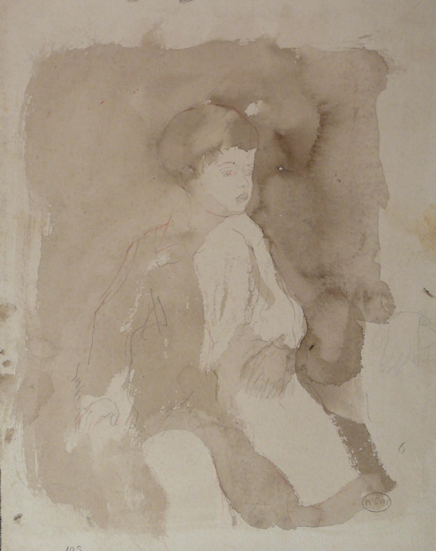 501verso . wash drawing of Michael seated