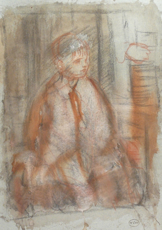 503 Michael seated, study in red & Black conte & white chalk