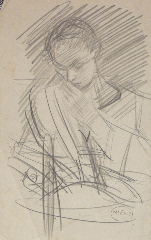 810 sketch young lady reading