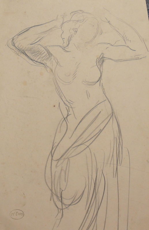 Study  torso lady  with raised arms