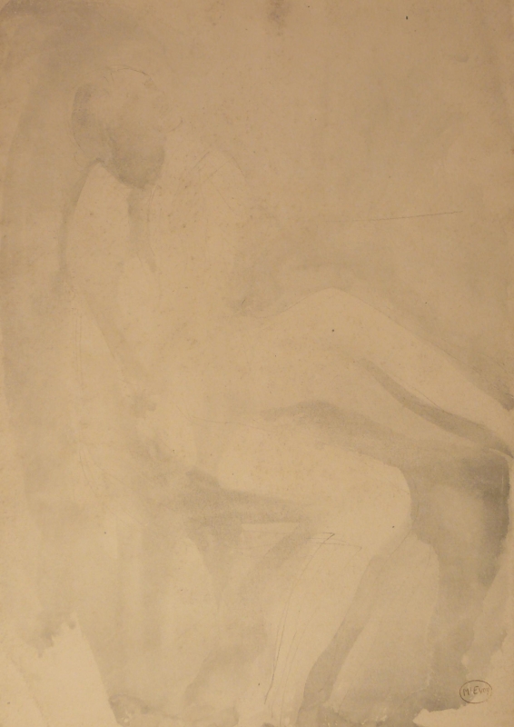 1202Nude, faint water colour wash