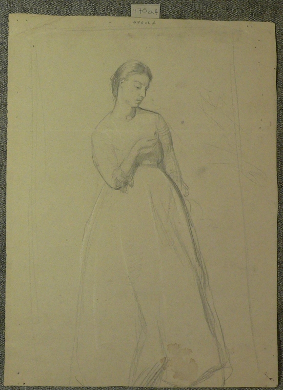 470ch f .recto  young lady standing, long dress