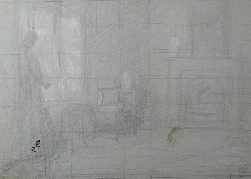 255ch interior, woman standing by the window reading